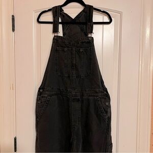 Black denim overalls